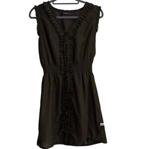 Theme Size Large Sleeveless Ruffle Trim Mini Dress Brown